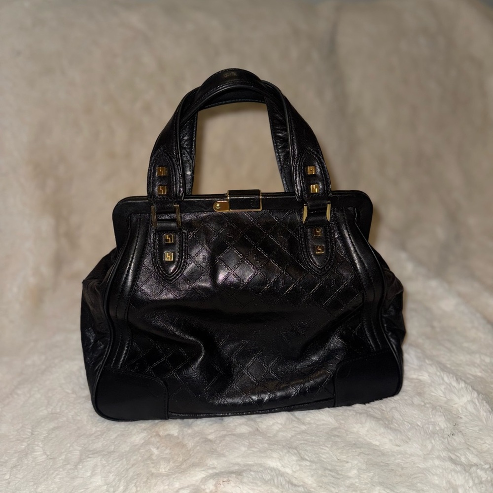 L.A.M.B. Black and White Leather Satchel, Vintage, Y2K - Picture 4 of 16